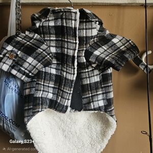 Plaid Dog Jacket with Sherpa Lining